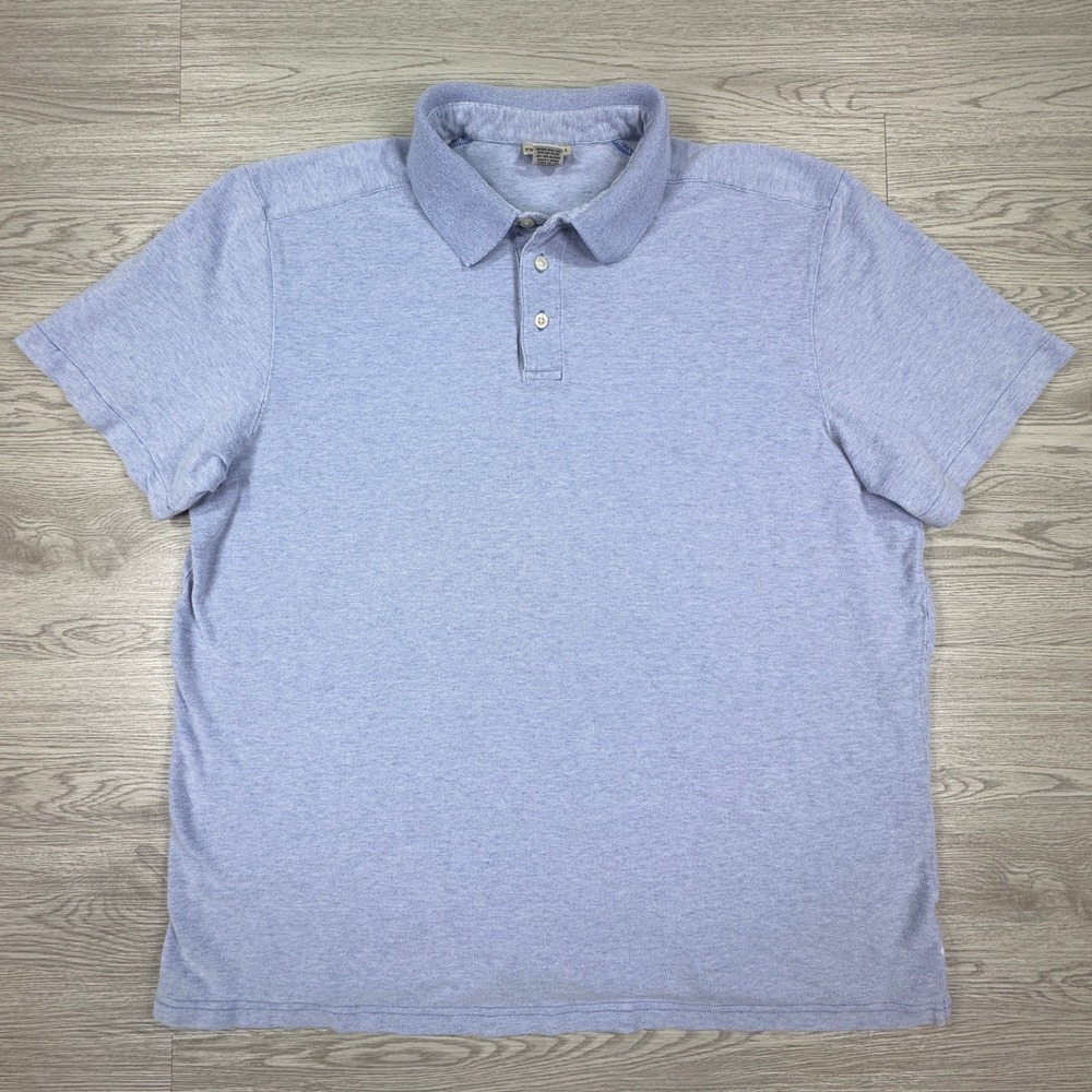 L.L.‎ Bean Men's Polo Shirt Cotton Linen Blue XL Tall Short Sleeve Pique